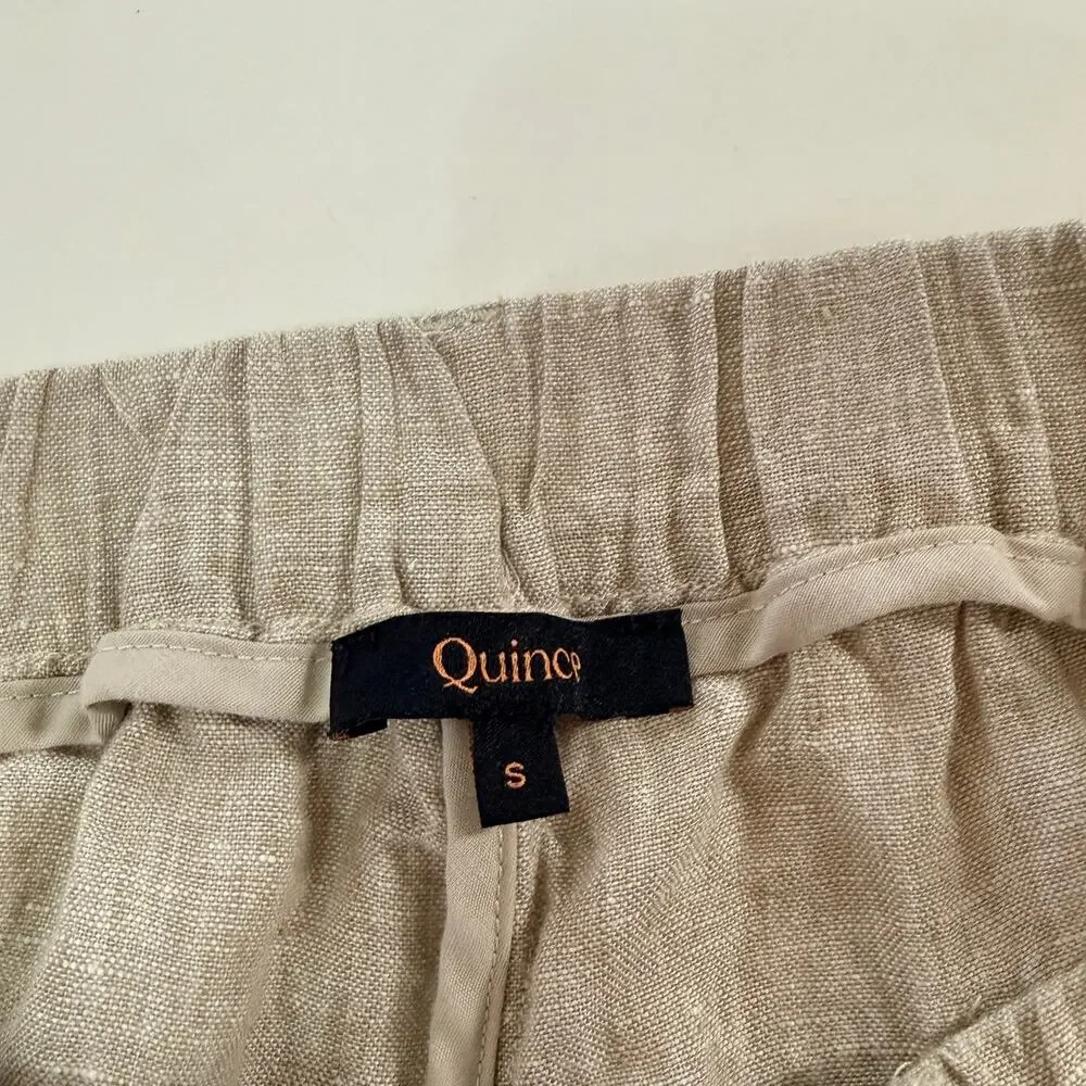 Quince 100% European Linen Tapered Ankle Pants S Flax Pull On Breathable